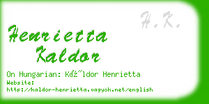 henrietta kaldor business card